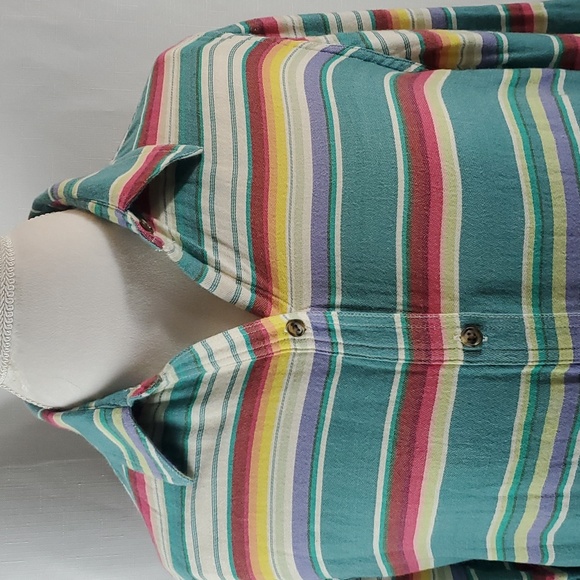 🍎2 Items/$12 Chaps denim Montana scrape multi striped long sleeve shirt large - Picture 3 of 8